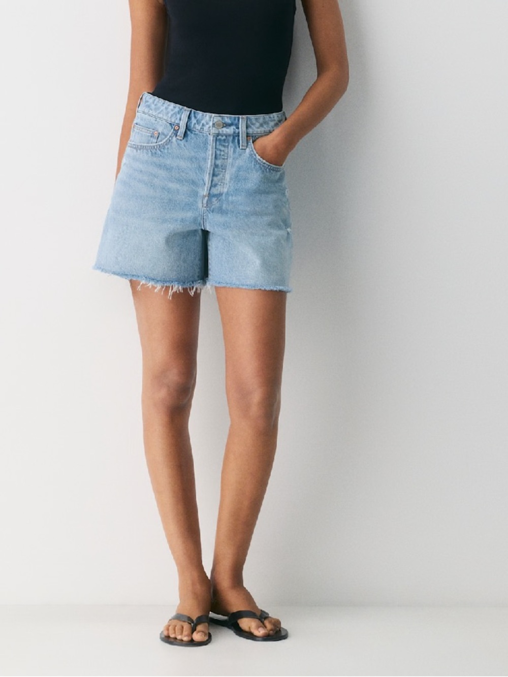 Denim Forum Light Blue Ex-Boyfriend Hi Mid-Thigh Jean Shorts